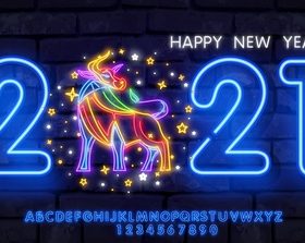 2021 new year neon vector banner