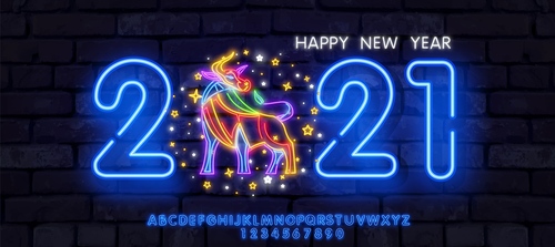 2021 new year neon vector banner