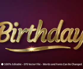 3d birthday editable text style effect vector