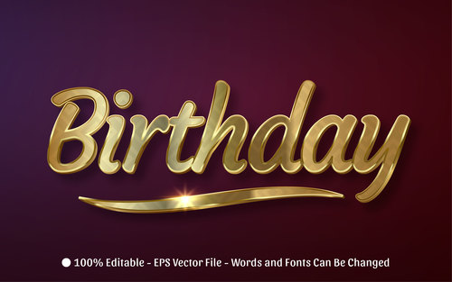 3d birthday editable text style effect vector