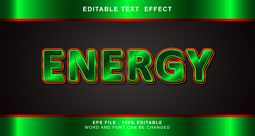 3d green editable text style effect vector