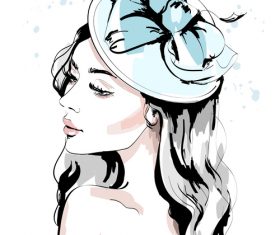Accessories watercolor illustration vector on female head