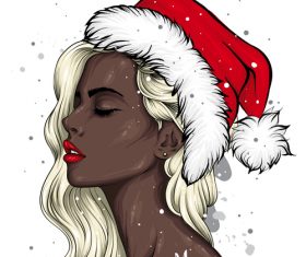 African women wearing red christmas hats vector