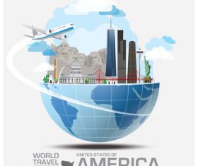 American famous tourist attractions concept vector
