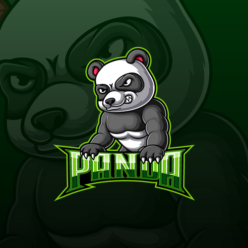 Angry panda esport logo design vector