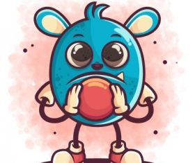 Animal bowler cartoon icon vector