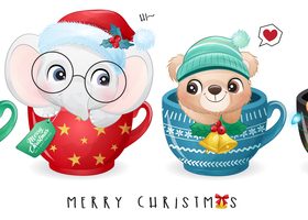 Animal cartoon vector in cup