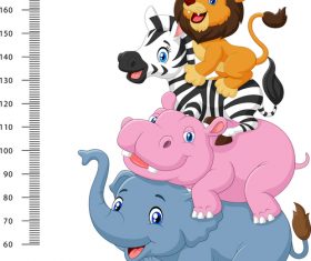 Animal height measurement cartoon vector
