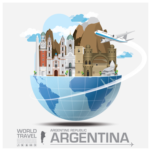 Argentina famous tourist attractions concept vector