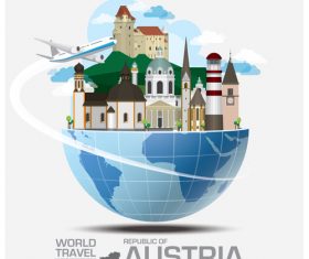 Austria famous tourist attractions concept vector