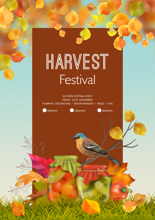Autumn harvest festival flyer or poster template free download