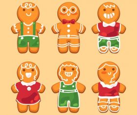Baking gingerbread characters flat vector
