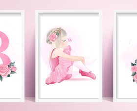 Ballerina little girl watercolor illustration vector