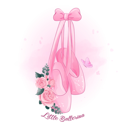 Ballet shoes watercolor illustration vector