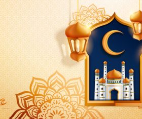 Beautiful cartoon background eid mubarak vector