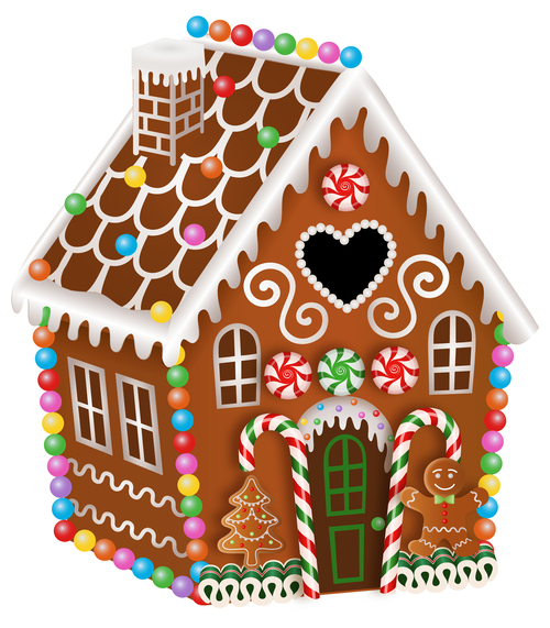 Beautiful cottage christmas gingerbreads making vector