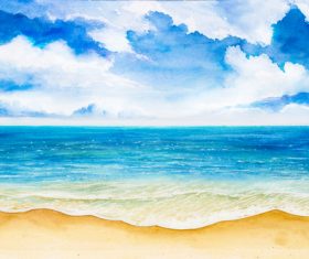 Beautiful seascape watercolor illustrations vector
