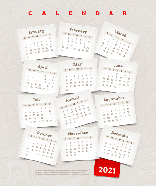 Beige 2021 calendar vector