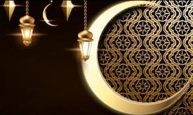 Black and gold background Eid mubarak greeting card vector