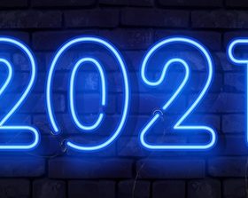 Black background blue 2021 neon vector