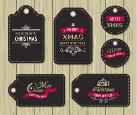 Black christmas label vector
