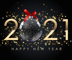Black colored balls 2021 numbers vector