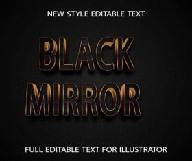 Black mirror golden 3d text effect vector