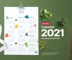 Blossom calendar 2021 vector