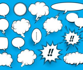Blue background comic white bubbles vector