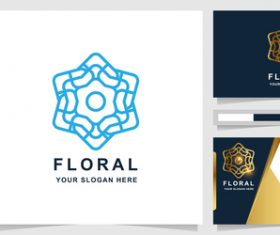 Blue floral cover company logo design vector