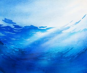 Blue sea water watercolor illustrations vector
