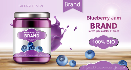 Blueberry jam brand vector
