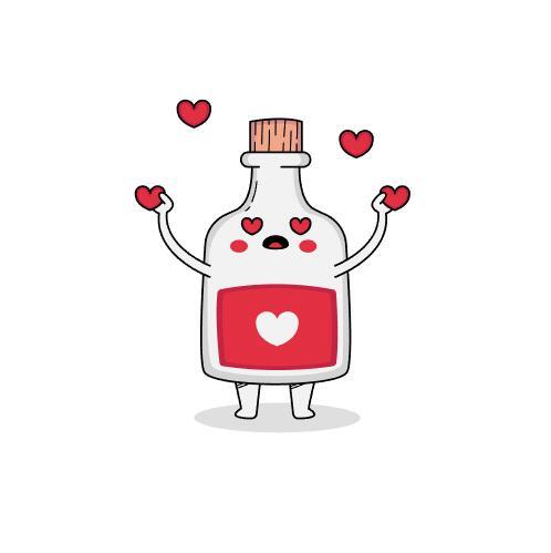 Bottle launching love cartoon vector