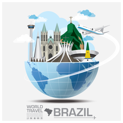 Brazil famous tourist attractions concept vector