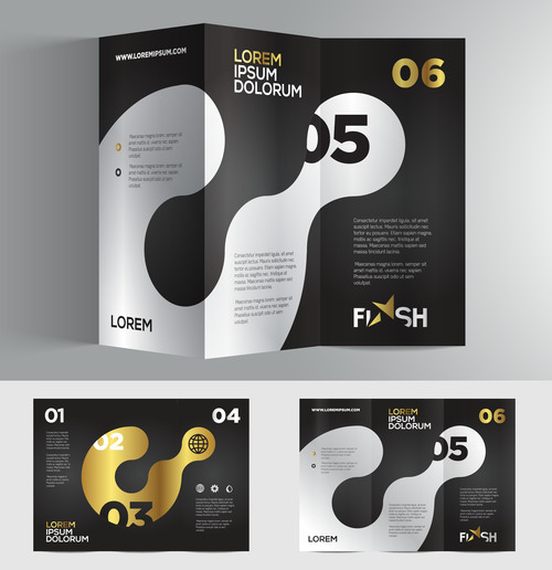 Brochure number golden black vector