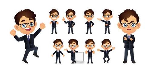 Broker different expression comic characters vector