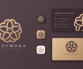 Brown mandala logo company business card vector