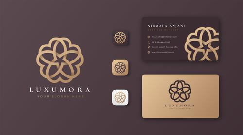 Brown mandala logo company business card vector
