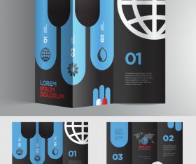 Business blue red 3d brochure vector