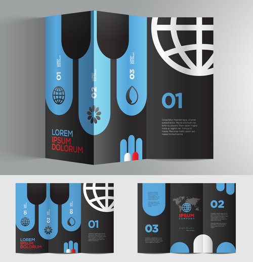 Business blue red 3d brochure vector