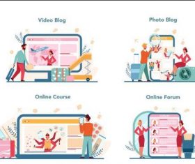 Business online service cartoon illustration vector