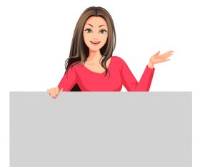 Business woman with gray blank board vector