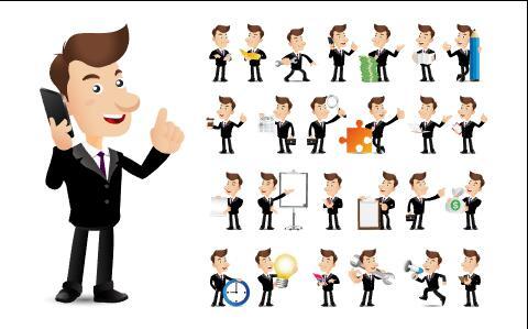 Businessman cartoon vector in different poses