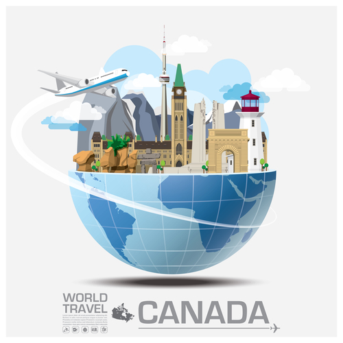 Canada famous tourist attractions concept vector
