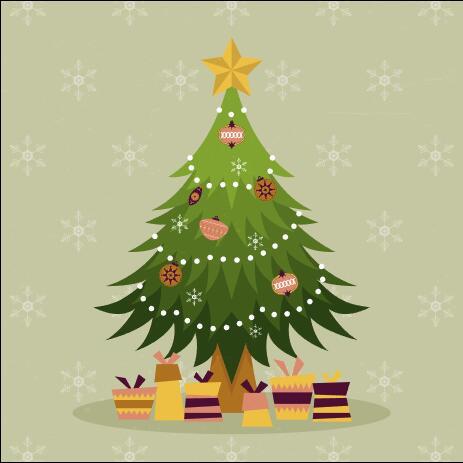 Cartoon Christmas tree and gifts vector