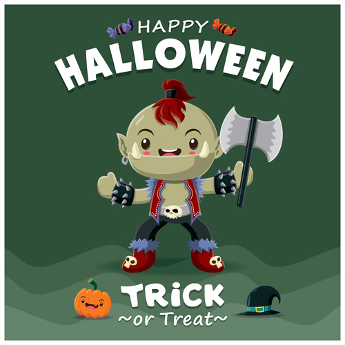 Cartoon halloween poster design vector
