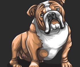 Cartoon hand drawn bulldog vector