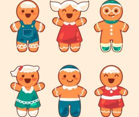 Cartoon happy gingerbread flat vector