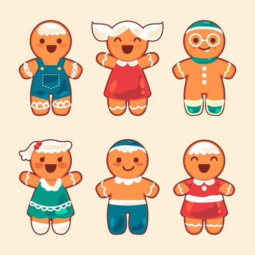 Cartoon happy gingerbread flat vector