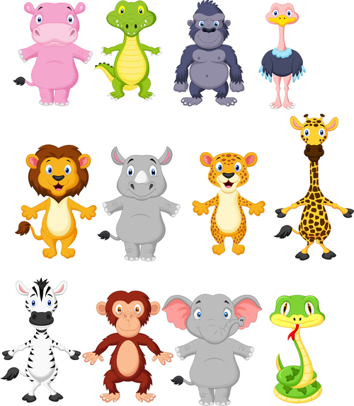 Cartoon look at the drawing to recognize animals vector free download